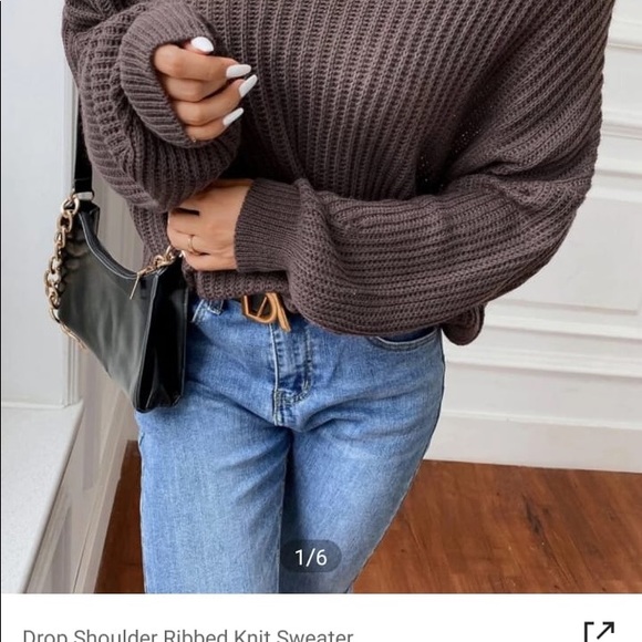 SHEIN | Coffee Brown Ribbed Knit Sweater - Picture 3 of 3